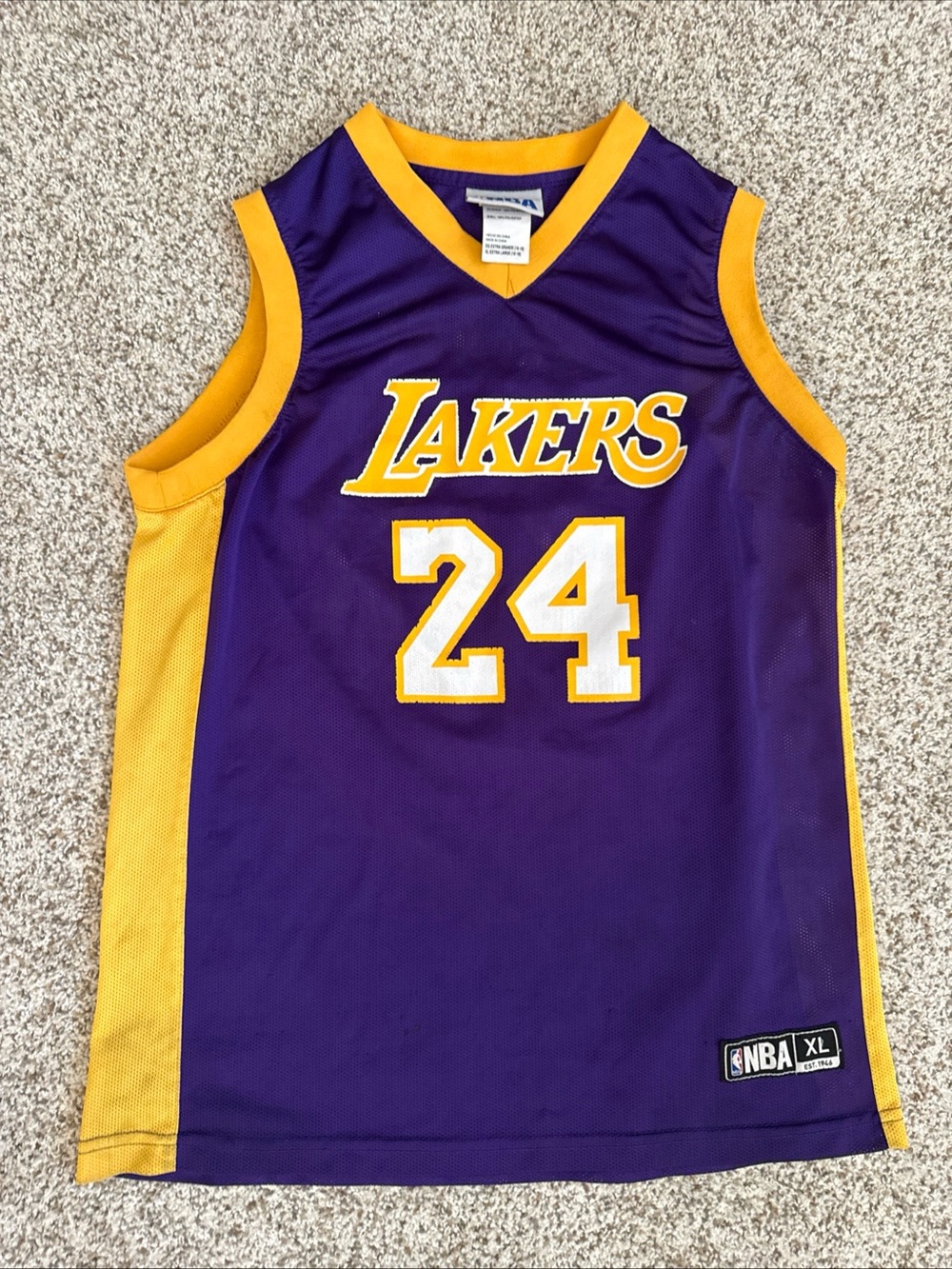Lakers Est 1946 NBA Bryant 24 Purple & Gold  Jersey XL (16-18) Teens